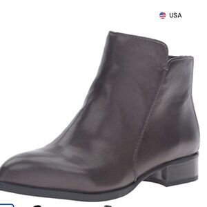 Nine West Norabel Espresso Brown Leather Low Block Heel Ankle Boots Size 10